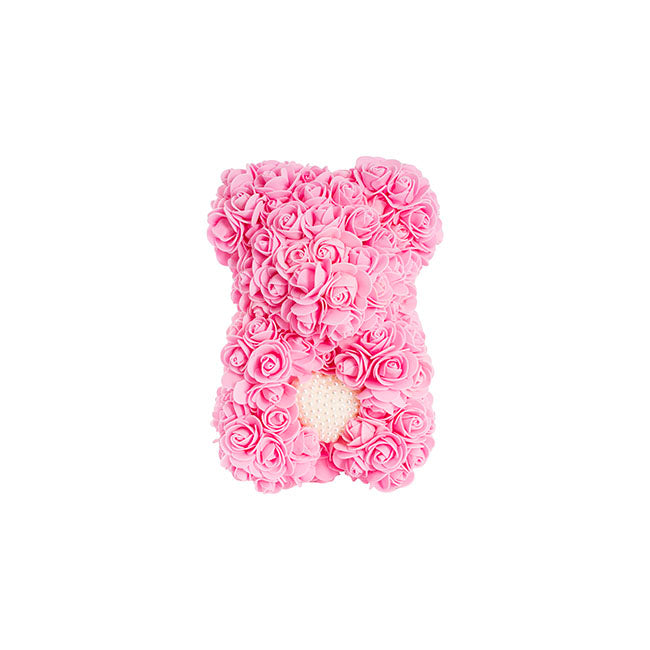 Sweet Rose Bear with Pearl Heart Pink (25cmH)