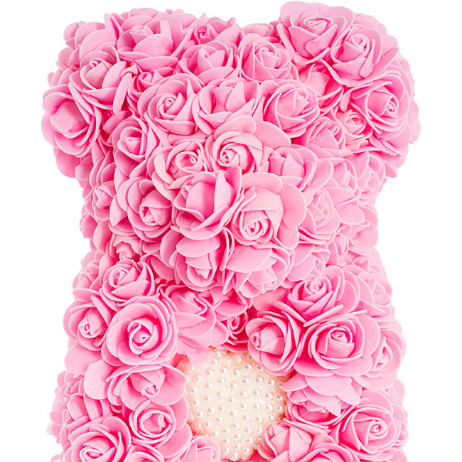 Sweet Rose Bear with Pearl Heart Pink (25cmH)