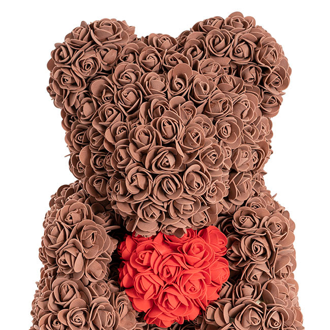 Rose Bear Ted w Red Heart Chocolate (35cmH)