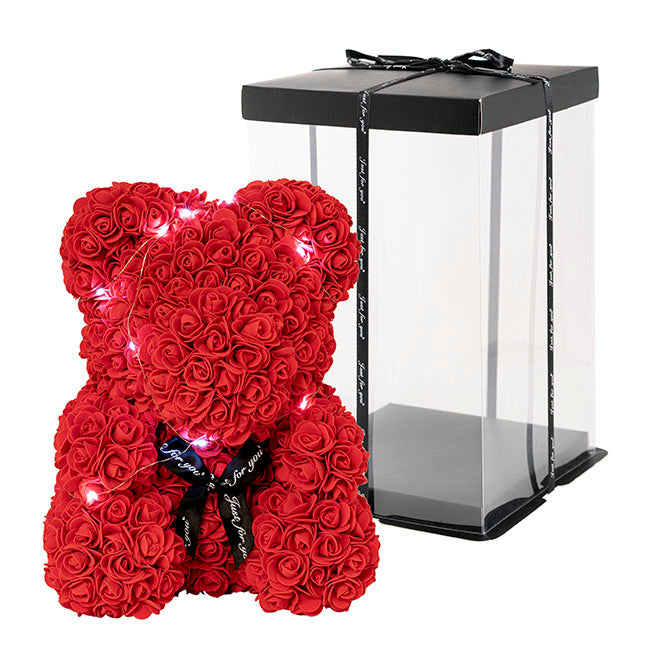 LED Rose Bear Tiffany Large Red (40cmH)