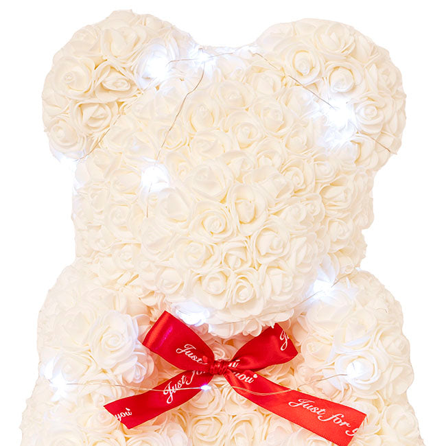 LED Rose Bear Tiffany Large White (40cmH)