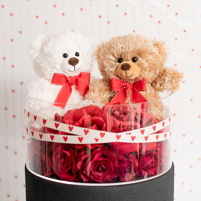 Aiden Bear with Red Bow White (20cmST)