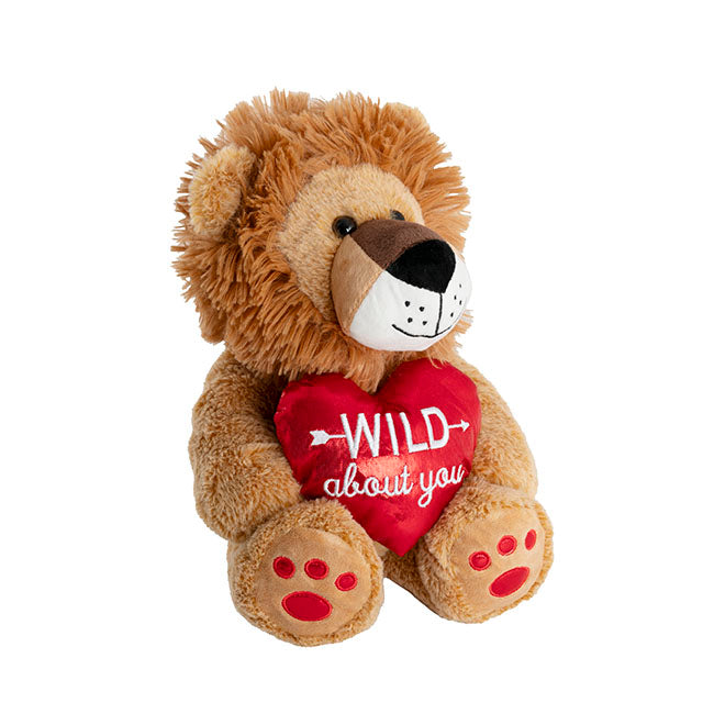 Leo Lion Plush Toy w Wild About You Heart Brown (25cmST)
