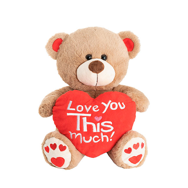 Teddy Bear Chubbs w Love You This Much Heart Brown (30cmST)