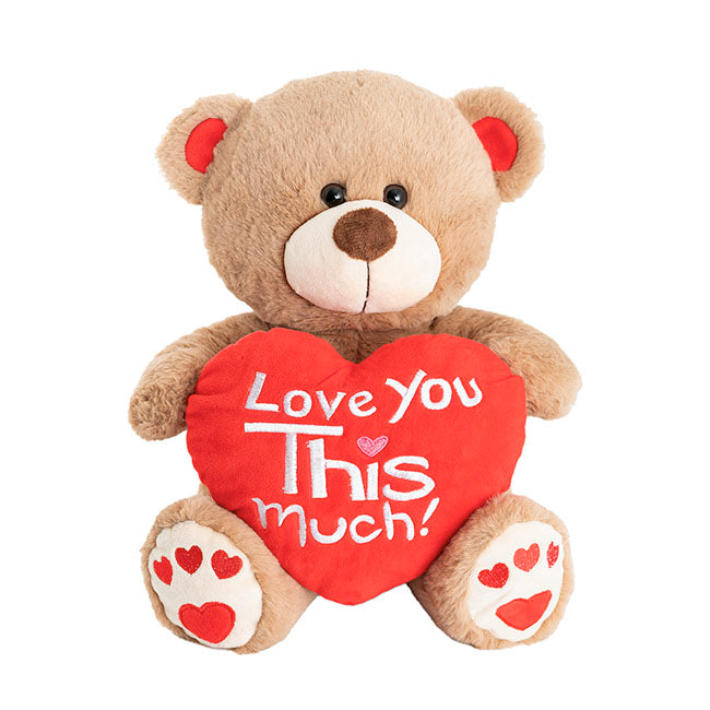 Teddy Bear Chubbs w Love You This Much Heart Brown (45cmST)
