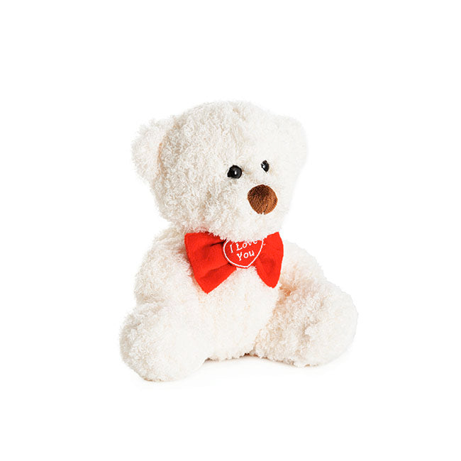 Mr Teddy Bear w Red Bow White (20cmST)
