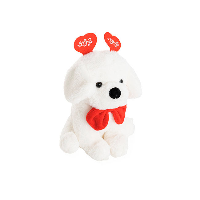 Love You Puppy Snowball Plush Soft Toy White (20cmST)