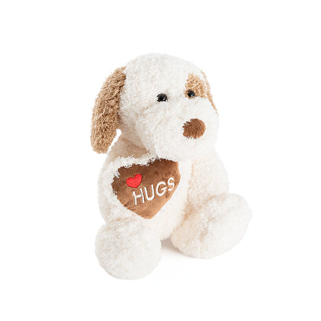 Puppy Spot w Hugs Heart Plush Toy White (25cmST)