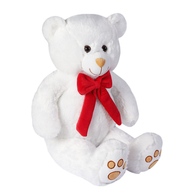 Kyle Bear With Red Bow White (65cmST)