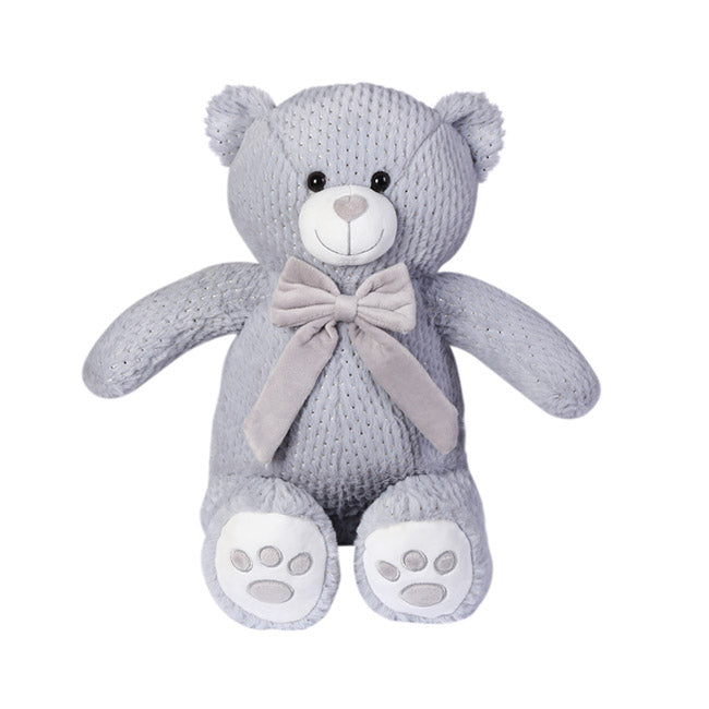 Louis Teddy Bear With Dark Grey Bow Grey (52cmST)