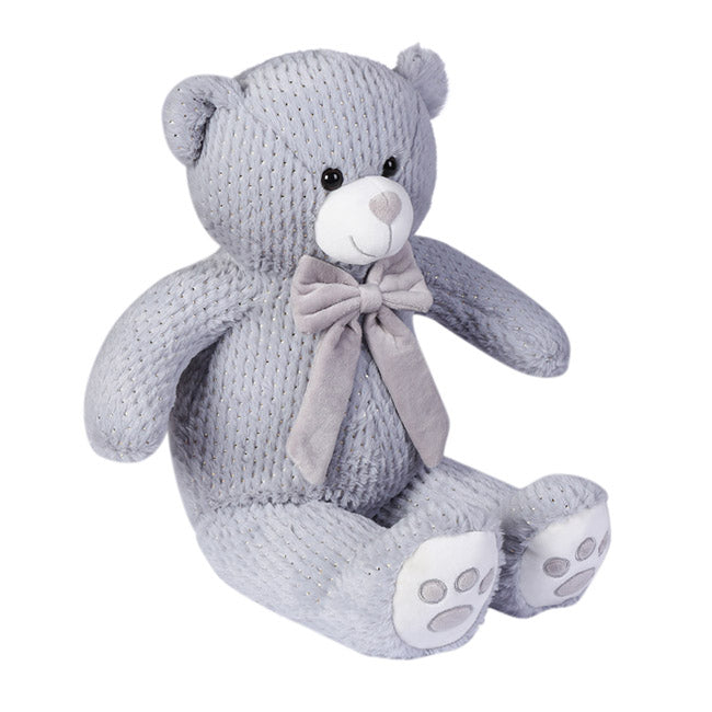 Louis Teddy Bear With Dark Grey Bow Grey (65cmST)