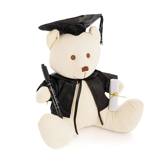 Graduation Signature Calico Teddy Bear w Pen Cream (25cmST)