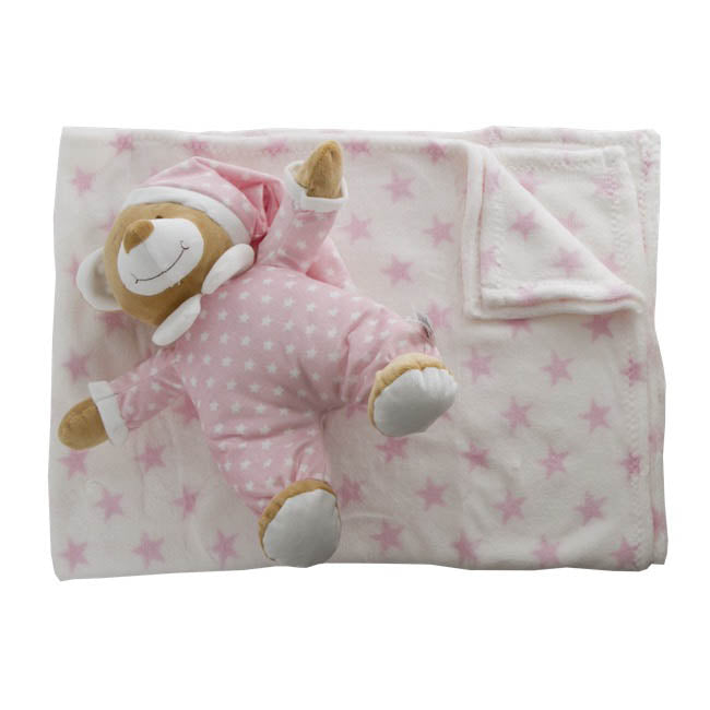 Starbright Teddy Bear Gift Pack Bear and Blanket Pink
