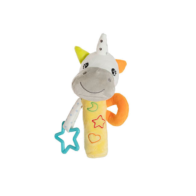 Unicorn Baby BB Stick Rattle Yellow (22cmHT)