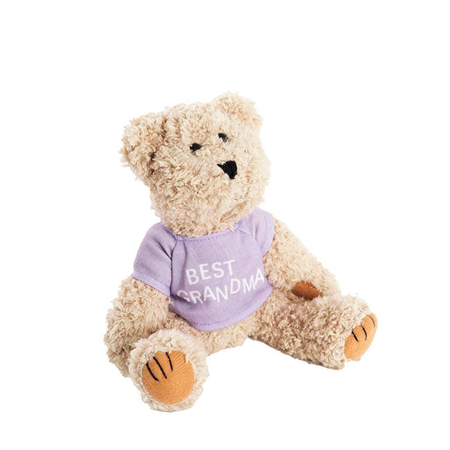 Teddy Bear Message Best Grandma Lavender T Shirt (20cmHT)