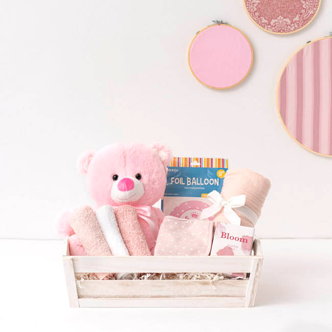 Toby Wooden Gift Hamper Baby Pink The Soft Toy Shop